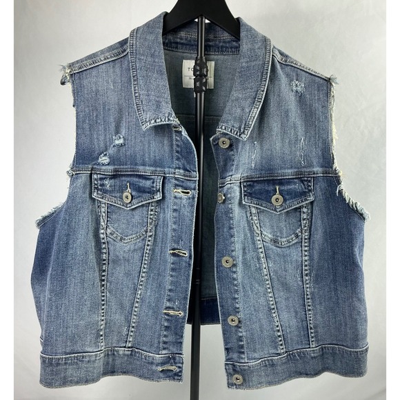 Torrid Denim Vest Distressed Blue Jean Sleeveless Jacket Plus Size 3 - Picture 1 of 16